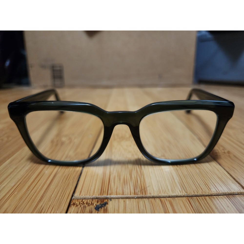 Ferragamo Mens Square Thick Eyeglasses SF2990 Transparent Olive *Used* w/ Case